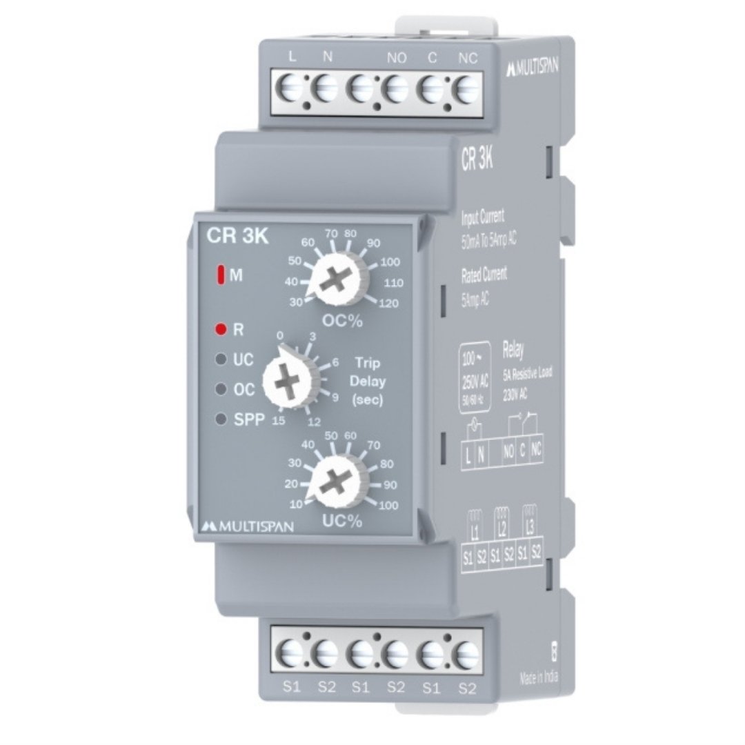 CR-3K Din Rail Mount– Current Protection Relay regular angle image