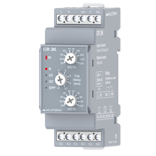 CR-3K Din Rail Mount– Current Protection Relay regular angle image
