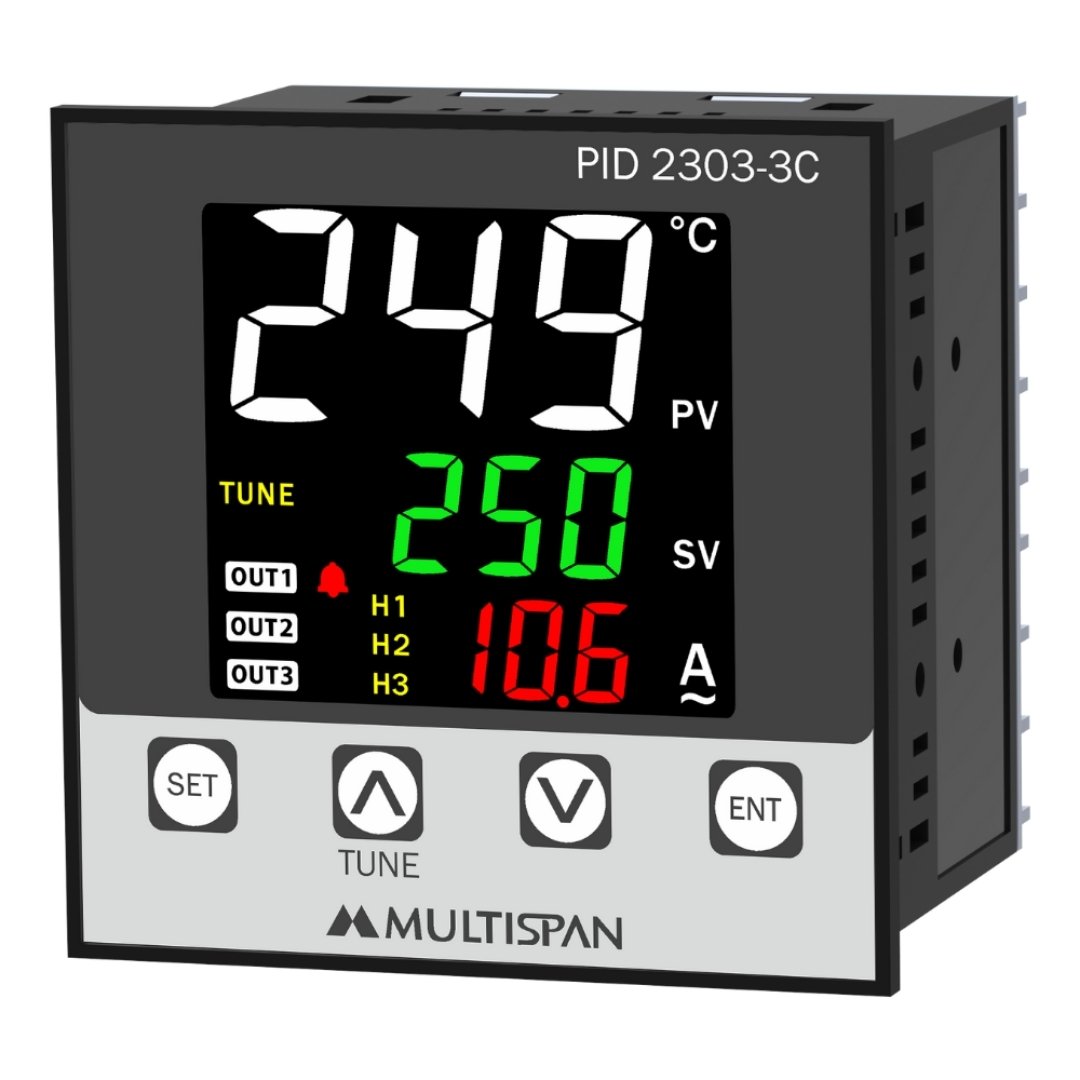 PID-2303-3C -PID Controller With Ampere Indicator - 3 OUTPUT - product left angle image